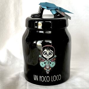 Rae Dunn Disney Coco Canister Pixar Un Poco Loco Black Canister Jar New